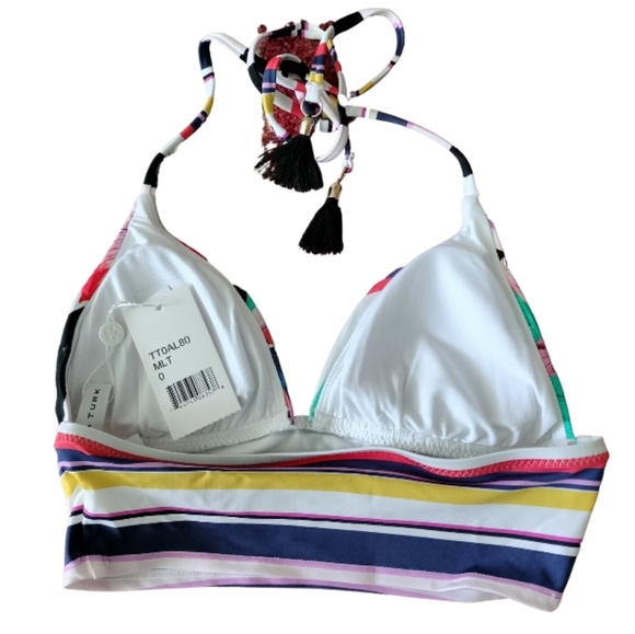 Trina Turk Treasure Cove Printed Triangle Halter Longline Bikini Top, 0 - Picture 7 of 10